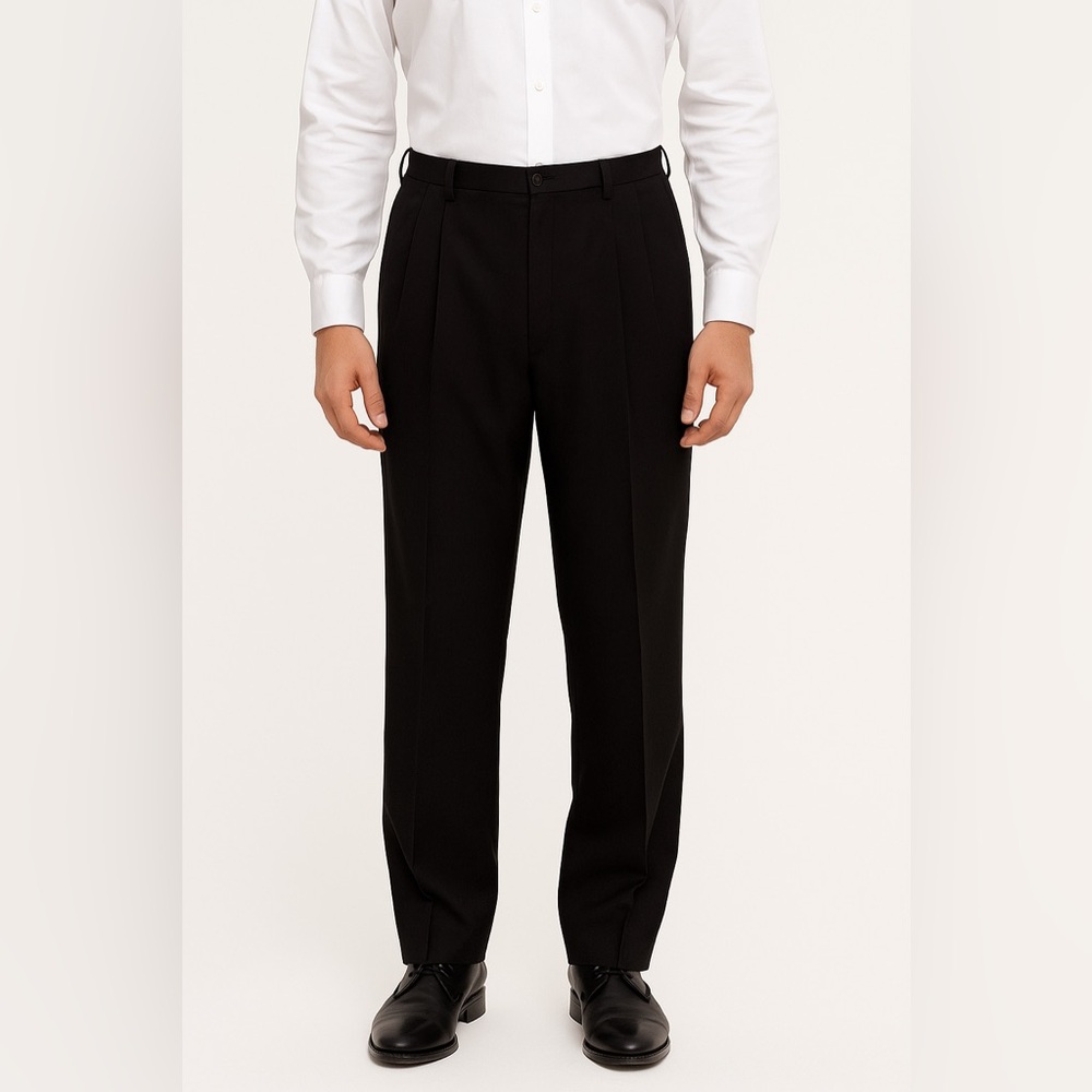 Haggar Black Dress Pants Mens Size 38 Classic Fit Flat Front Work Slacks